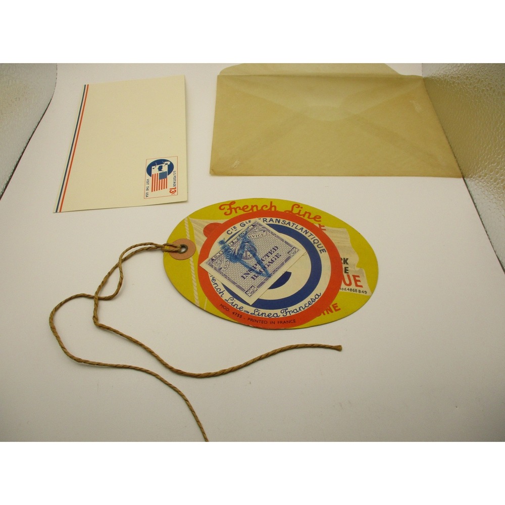 Vintage 1957 French Line S.S. Liberte Luggage Tag Transatlantique Memorabilia